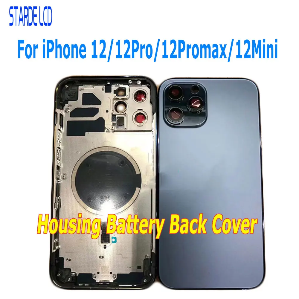 

Задняя стеклянная крышка с большим отверстием для iPhone 12 Pro, корпус аккумулятора, задняя крышка аккумулятора, стекло для iphone 12 mini 12 pro max
