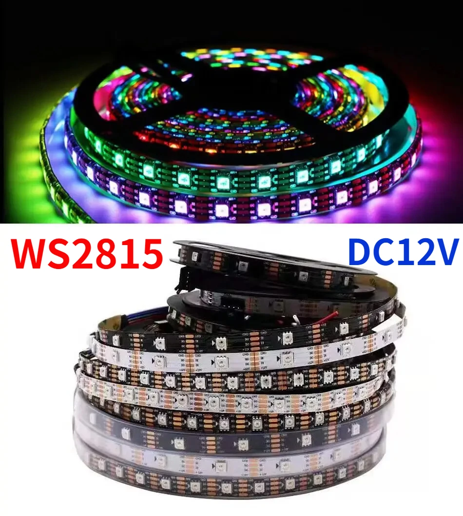 DC12V WS2815 RGB Полноцветная светодиодная лента WS2812B WS2813 Обновленная 30/60/144 пикселей/м
