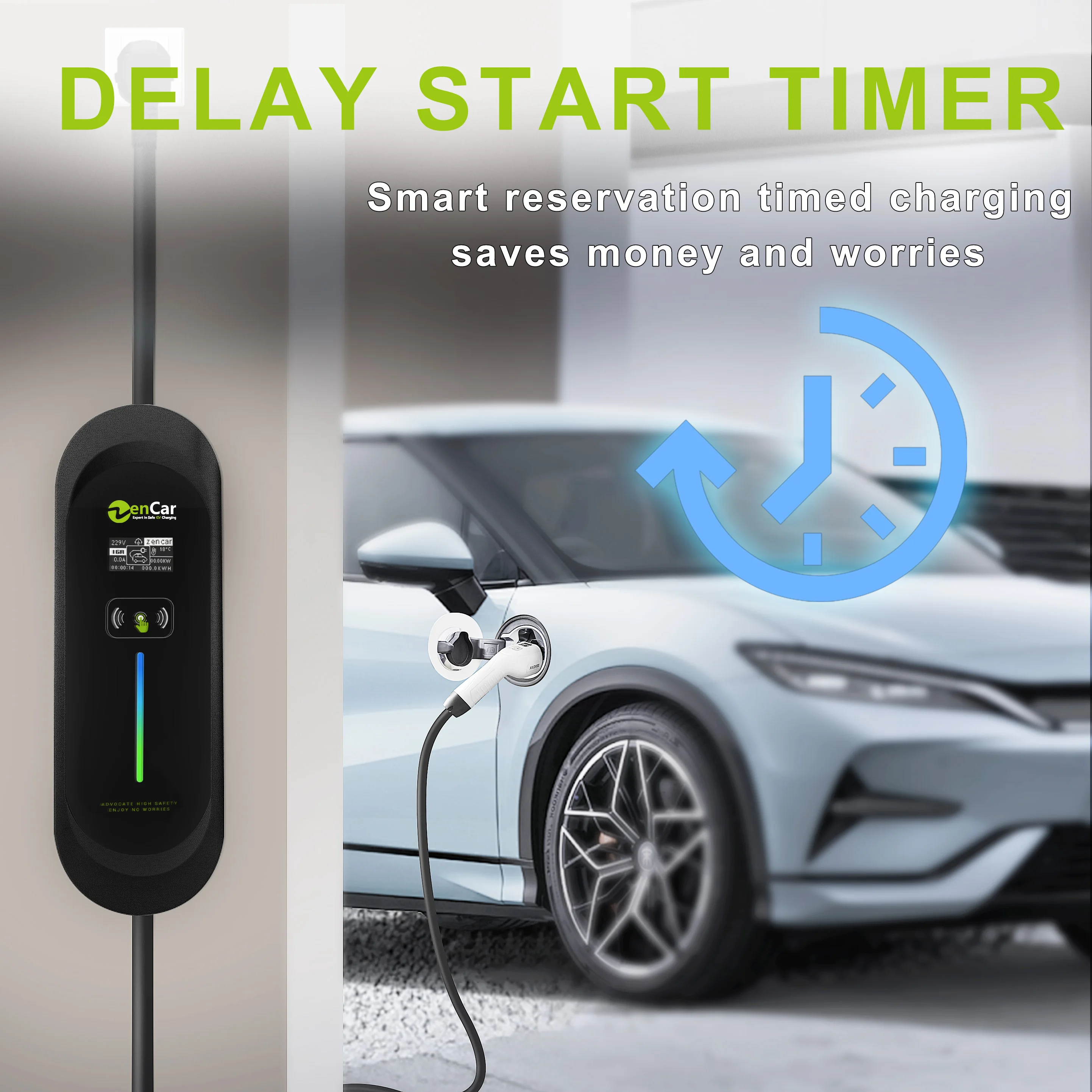 Портативное зарядное устройство для электромобиля Zencar 16A тип 2 зарядная станция