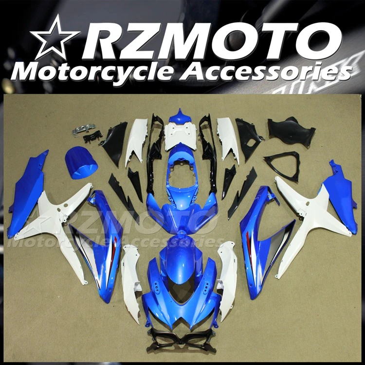 

4 подарка, новый комплект обтекателей из АБС-пластика, подходит для Suzuki GSX-R 600 750 K8 08 09 10 2008 2009 2010, комплект обтекателей белого и синего цвета