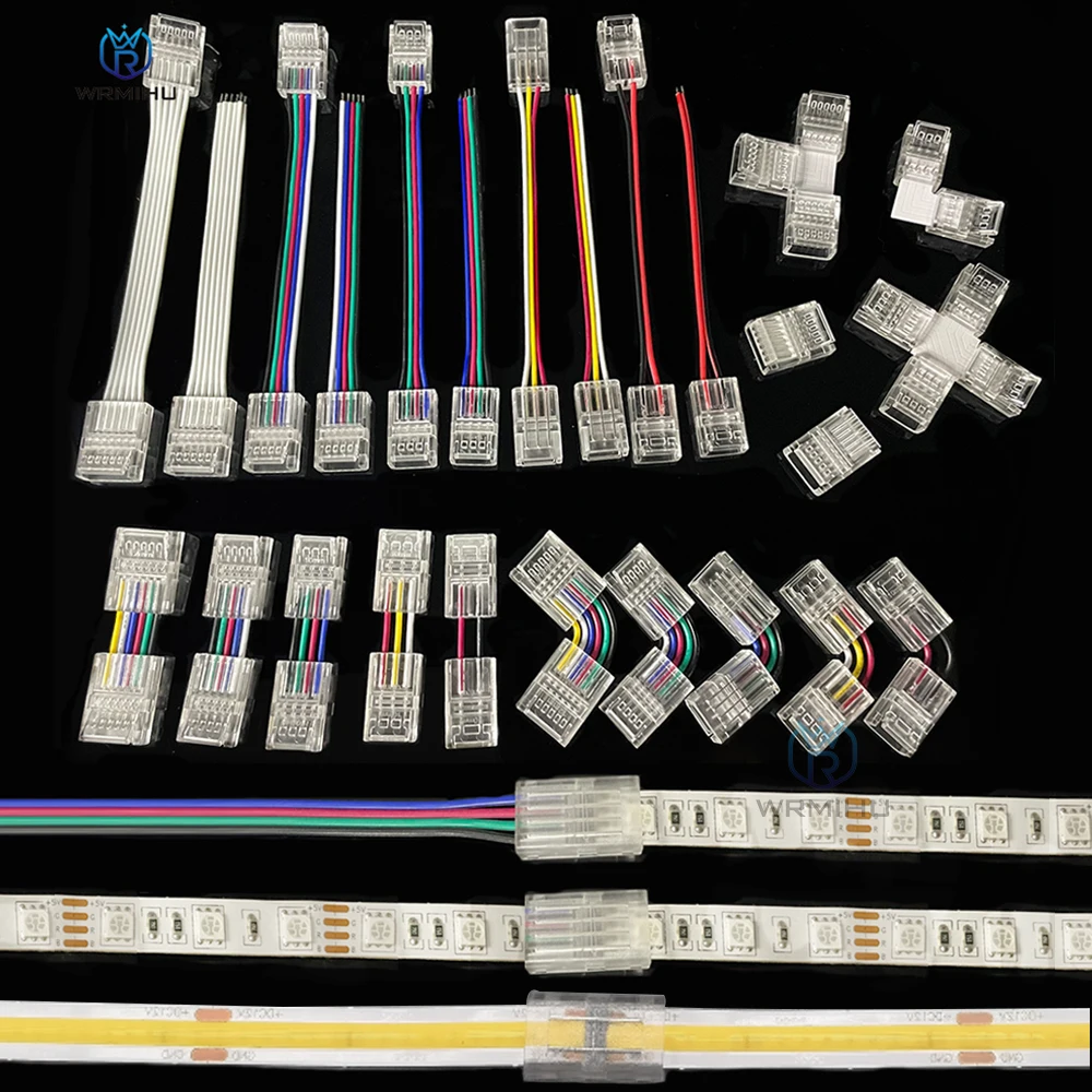 

5 шт. 2-контактный, 3-контактный, 4-контактный, 5-контактный, 6-контактный разъем, кабель с двойным/одинарным разъемом для одноцветной светодиодной ленты CCT RGB RGBW RGB + CCT