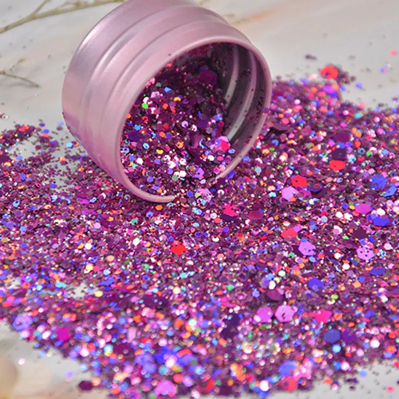 

Iridescent Nail Art Sequins Silver Nail Glitter DIY Chrome Powder Sparkly Hexagon Chunky Flakes Manicures Decorations