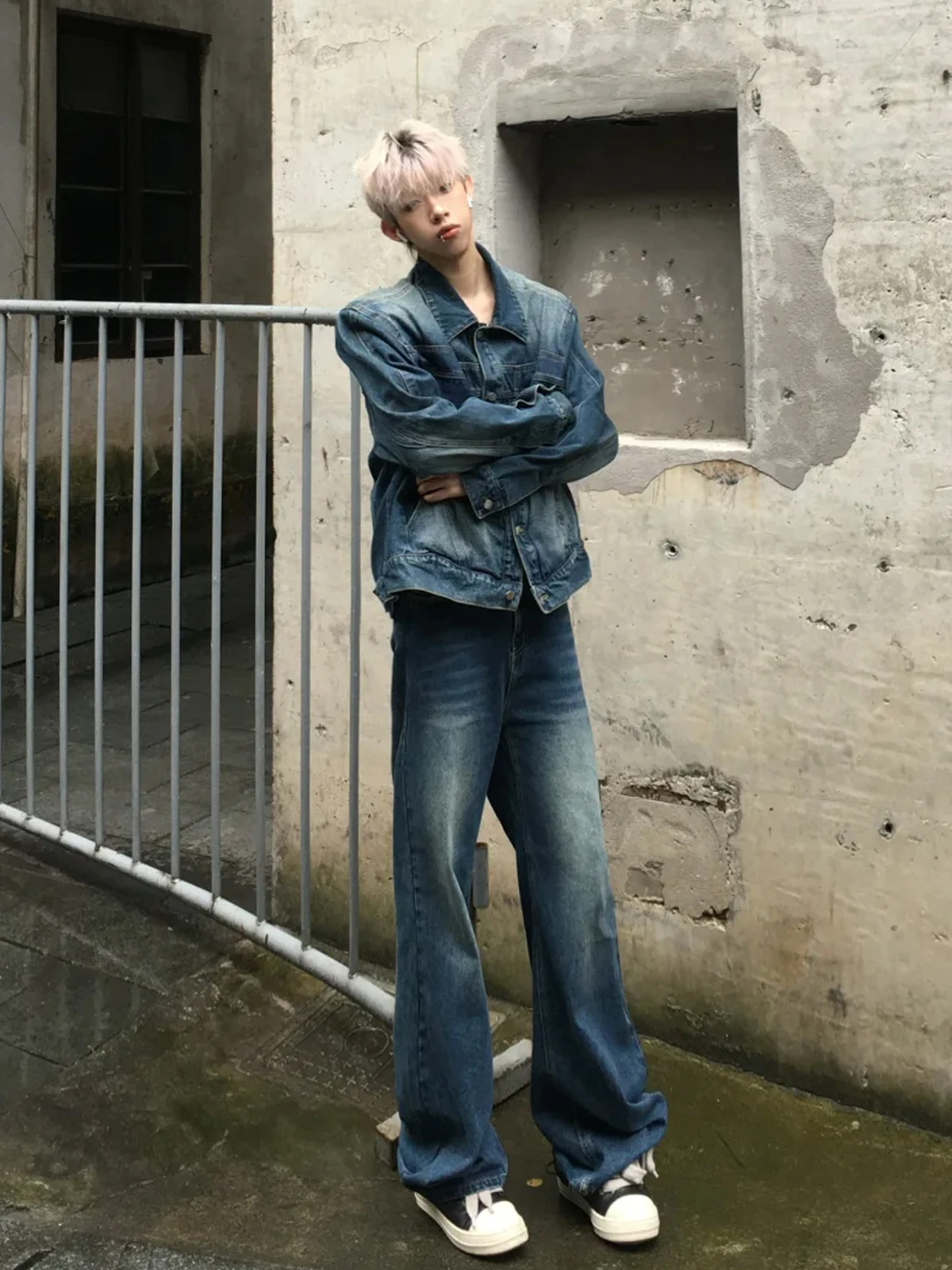  Джинсовое пальто в стиле ретро для мужчин и женщин потертый американский