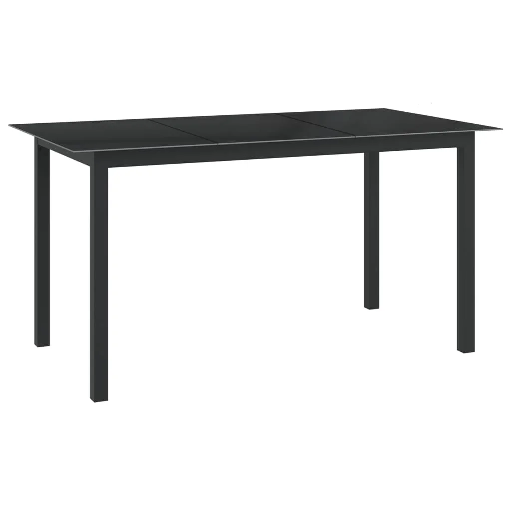 

Garden Bar Table, Aluminium and Glass Outdoor Table , Patio Furniture Black 150x90x74 cm