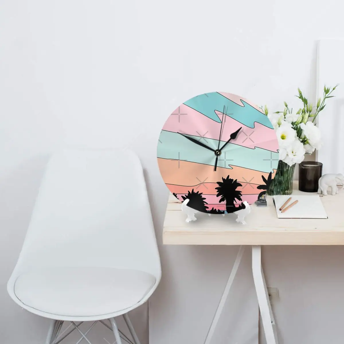 Настенные часы с закатом на пляже от Elebea украшение для комнаты круглые