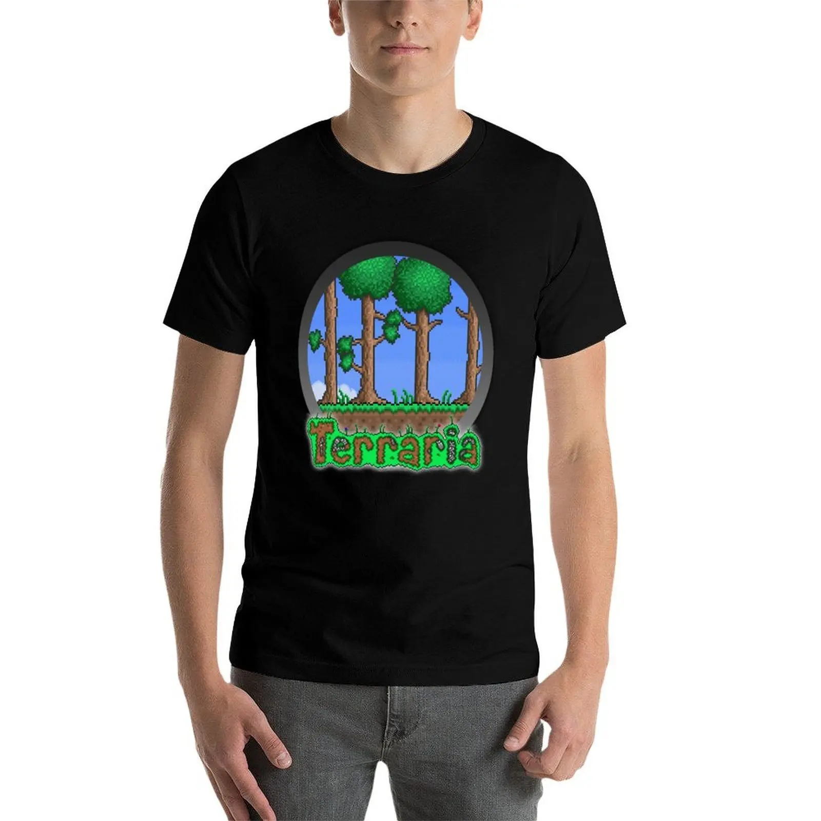 Фото Ретро-винтажная футболка Terraria Indie Game на Хэллоуин, простая модная повседневная футболка №3