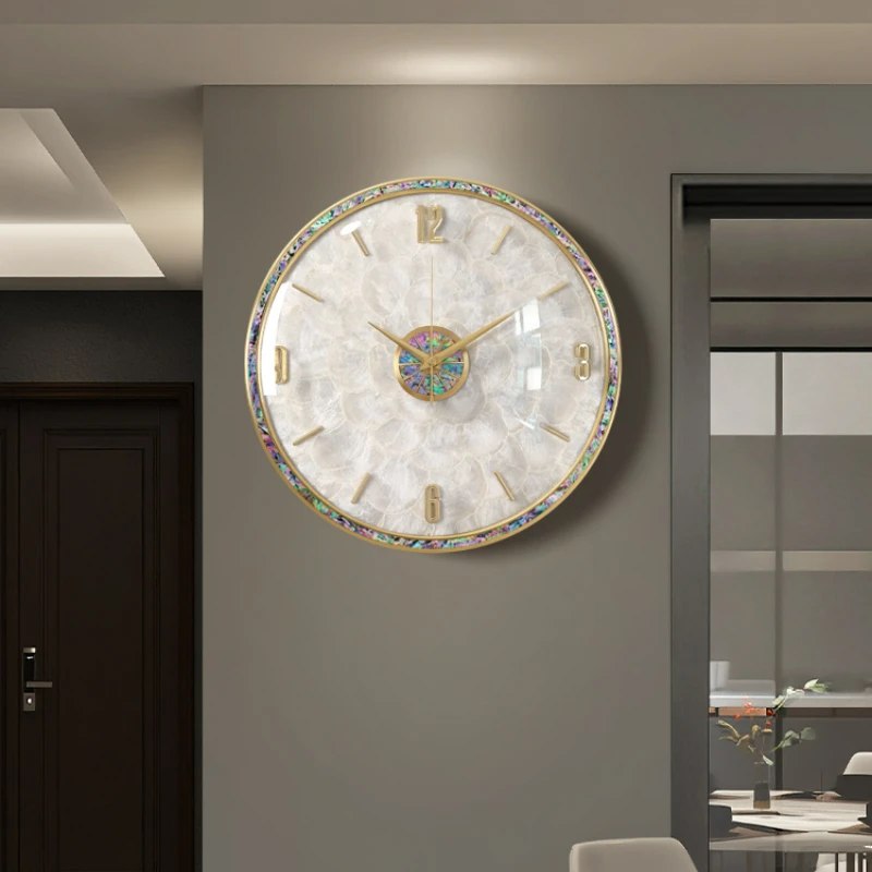 

Light Luxury Shell Wall Clock Net Red Restaurant Decoration Porch Clock Hanging Wall New Living Room Clock High-grade Atmosphere
