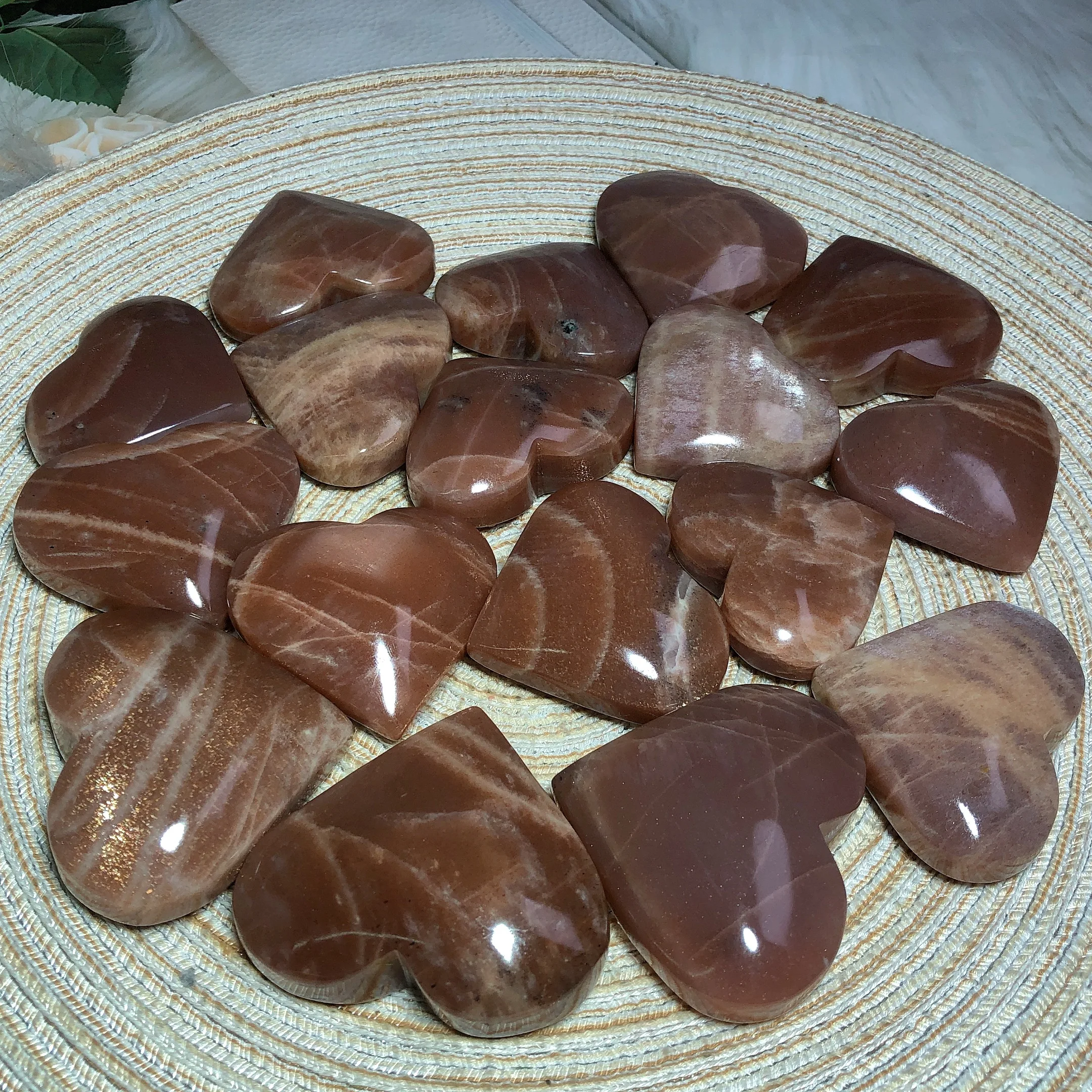 Натуральные кристаллы Sunstone смешанный лунный камень сердце радуга вспышка