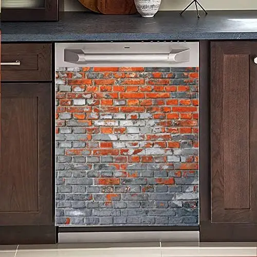 

Brick Wall Ddishwasher Magnet Cover Decal, Art Wall Dishwasher Sticker Refrigerator Panels Decal, Appliances Vinyl Decal, Brick