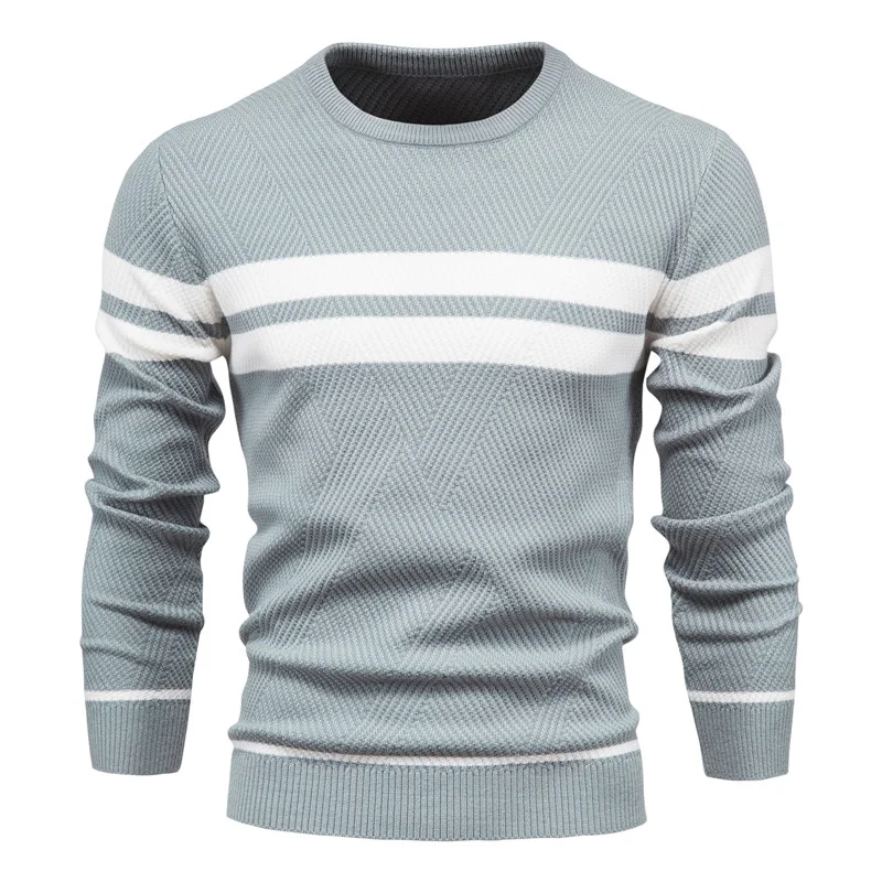 New men's casual stripe men's sweater pullover color matching round neck men's sweater men's sweater