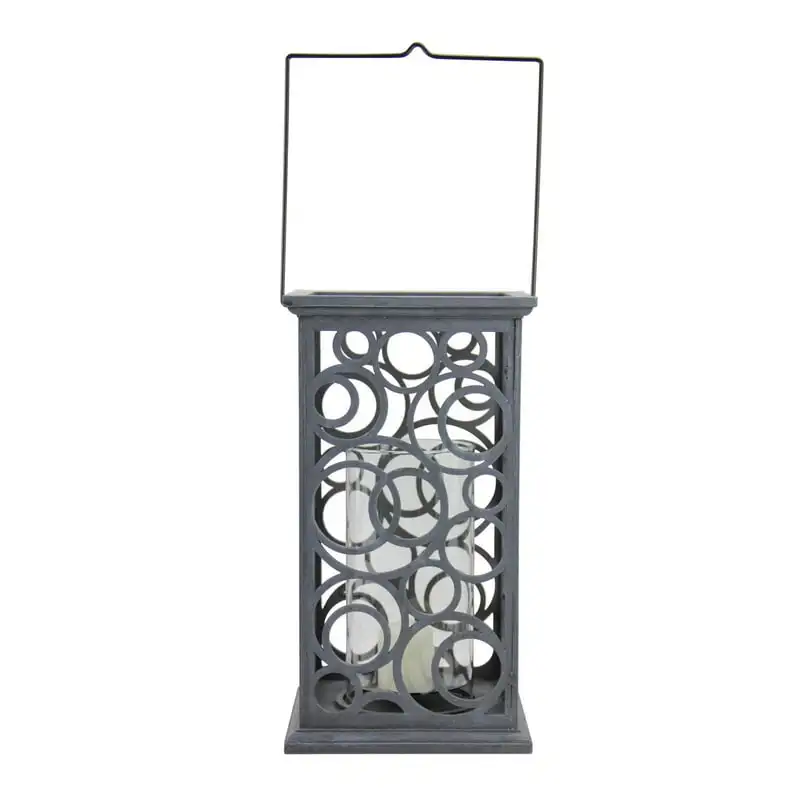 

, Delightful Home Decor Delightful Brushed Gray Cut-Out Circle Design Pillar Candle Holder Home Decor
