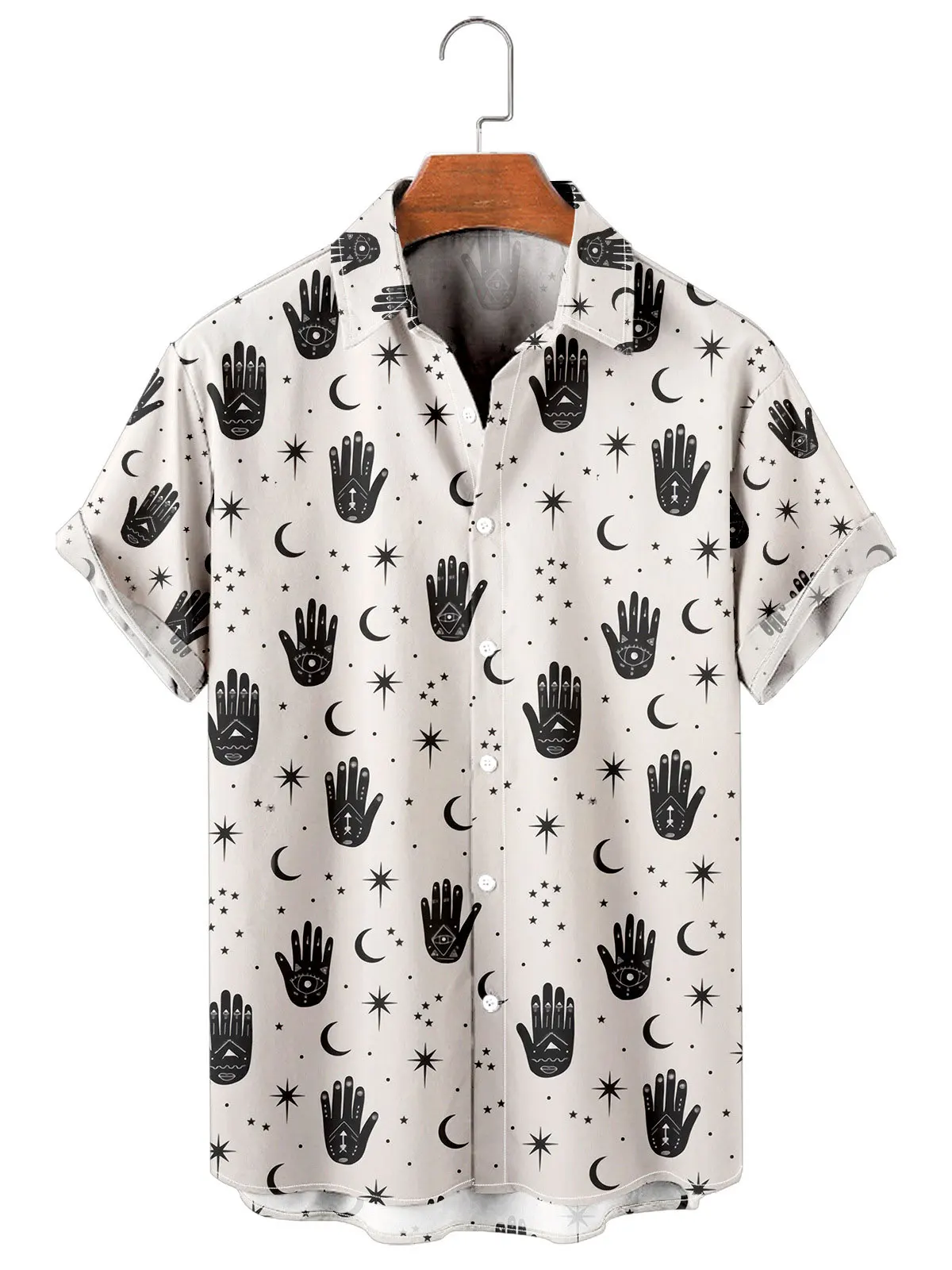 Men's Hawaiian Beach Shirt Short Sleeve Casual Star Flower Tropical Print Style Versatile Popular Custom Clothing Loose Fit
