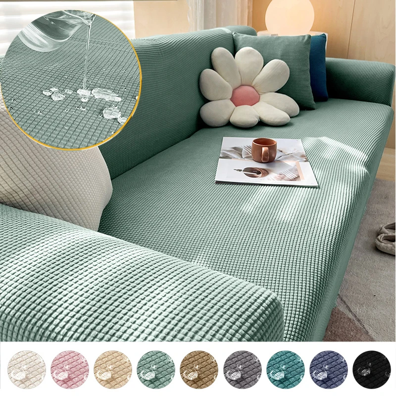 

Plain Waterproof Stretch Sofa Cover For Living Room 1/2/3/4 Seater L Shaped Elastic Couch Covers Slipcover Protector Home Decor