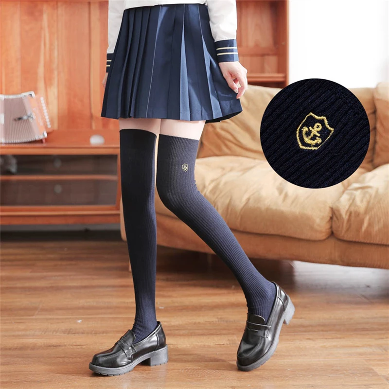 Вышивка значком JK носки под форму выше колена женские весенние и осенние длинные