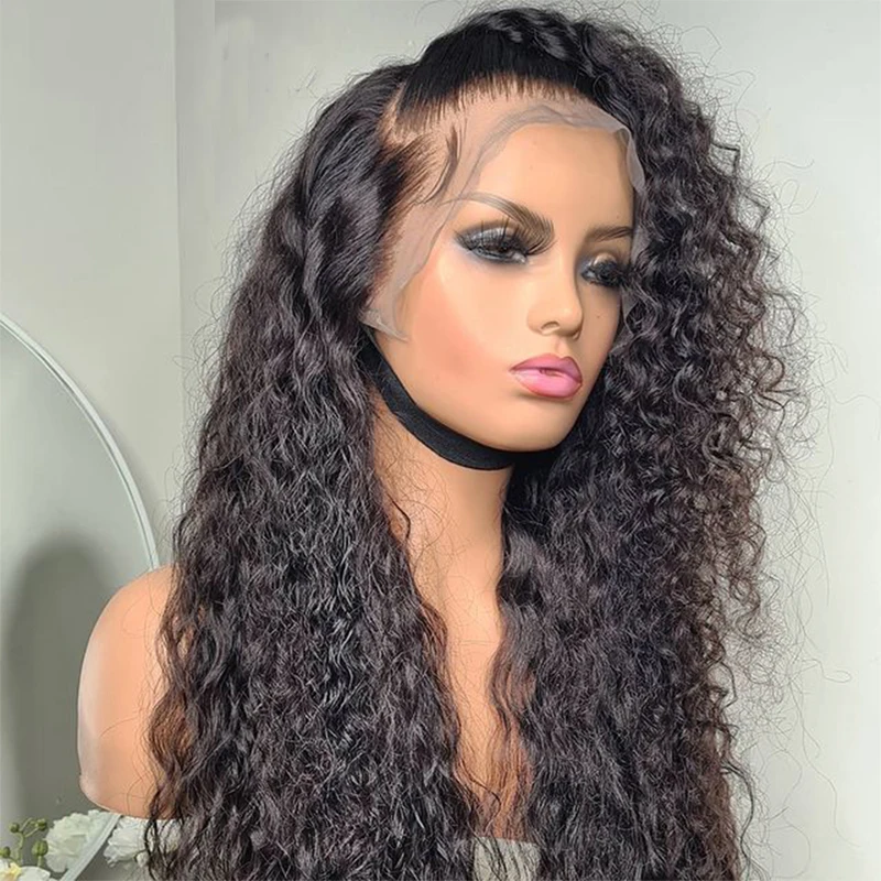 

Deep Part 26Inch Soft Long Kinky Curly Lace Front Wigs For Women Babyhair PrePlucked Natural Black Hairline Glueless Fiber
