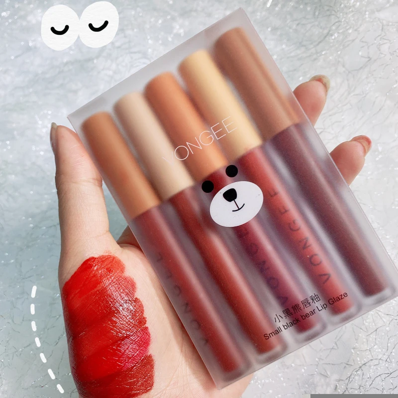 

5pcs Silky Velvet Lip Gloss Set Matte Liquid Lipstick Lip Color Tint Lips Makeup Waterproof Long Lasting Cosmetics TSLM1
