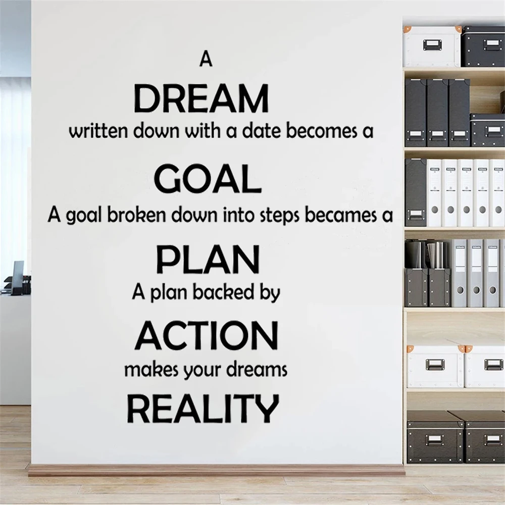 Мечта цель план действие реальная реальность виниловые наклейки для вдохновляющего офиса домашний декор фрески съемные HJ2179