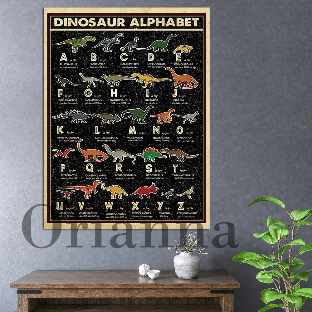

Dinosaur Alphabet Unframed Poster, Dinosaurs Lover Gift, Dinosaur Art Print, Dinosaur Decor, Dinosaur Wall Art Canvas Painting