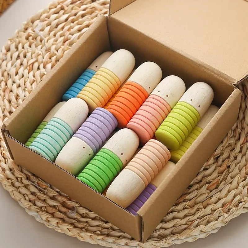

18pcs Painted Wooden Thumb Figure Dolls Puzzle Toy Mini Doll Round and Pointed Head Villain for Kid Montessori Toy Children Gift