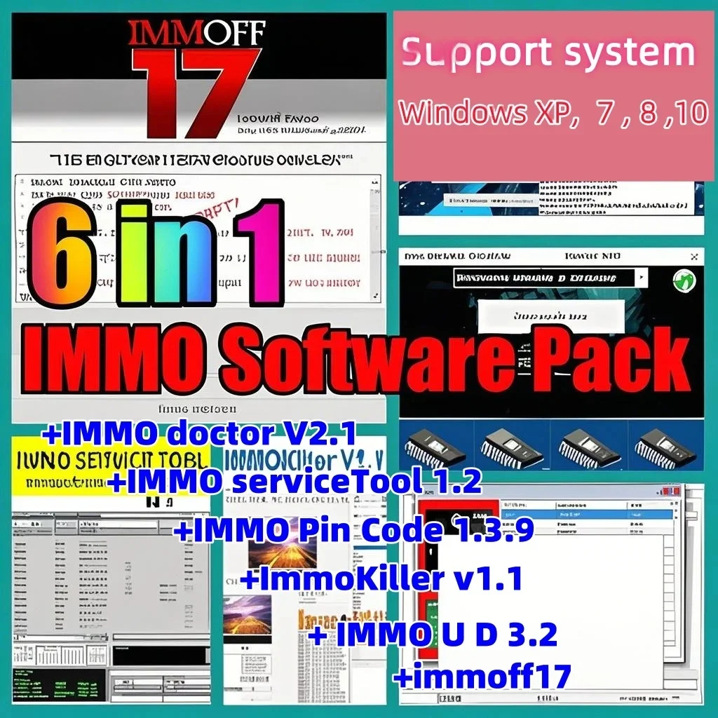

Универсальный программный пакет для декодирования IMMO OFF, сервисный инструмент immoff 17 doctor V2.1, serviceTool 1.2, Killer v1.1, Pin Code 1.3.9