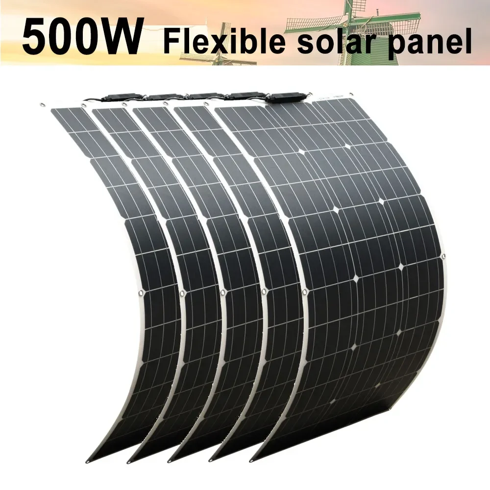 

solar panel 500w 12v Flexible Monocrystalline Cell 100w 200w 300w 400w Off Grid System RV Marine