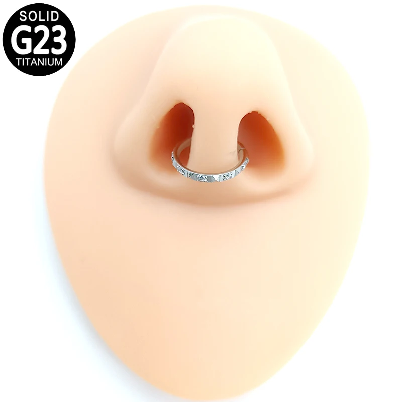 

G23 Titanium Nose Ring Zircon Pyramid Hoop Septum Clicker Hinged Segment Ear Piercing Helix Cartilage Tragus Earrings Jewelry