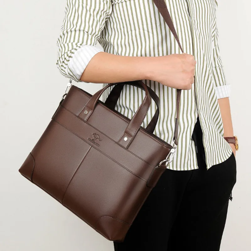 Casual Business Men's Handbag Luxury PU Leather Man Briefcase Large Capacity Shoulder Messenger Bag Male Laptop Tote Bag