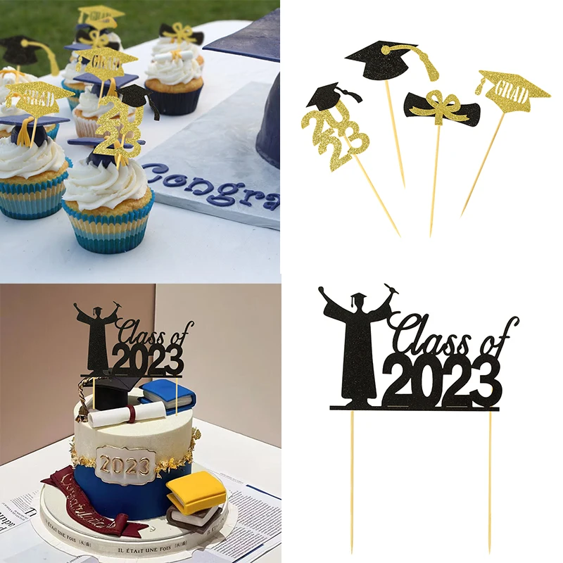 

Graduation Season Cake Topper Cupcake Dessert Insert Card Flag Adornments Bachelor Party Home DIY Baking Tools Decoration 2023