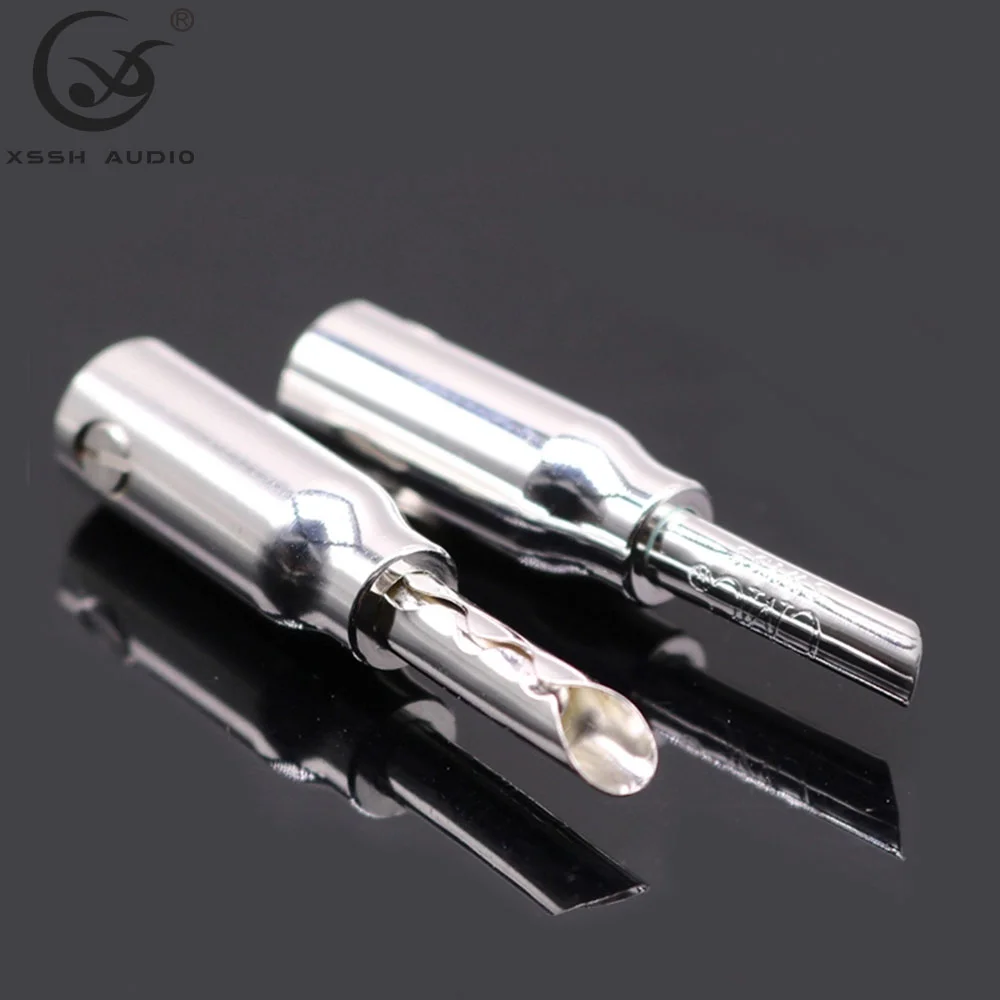 

Audio Video Speaker Connector Hi-end HiFi XSSH YIVO OEM ODM Red Pure Copper Plating Silver Banana Plug Jack for 3mm~6mm Cable