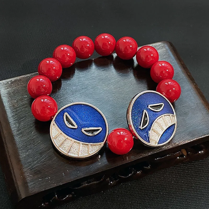 

Anime Bracelet Ace one piece Red Beads Bracelets for women Man Charm Bangle Fashion Jewelry pulseras Accessories Gift Trending