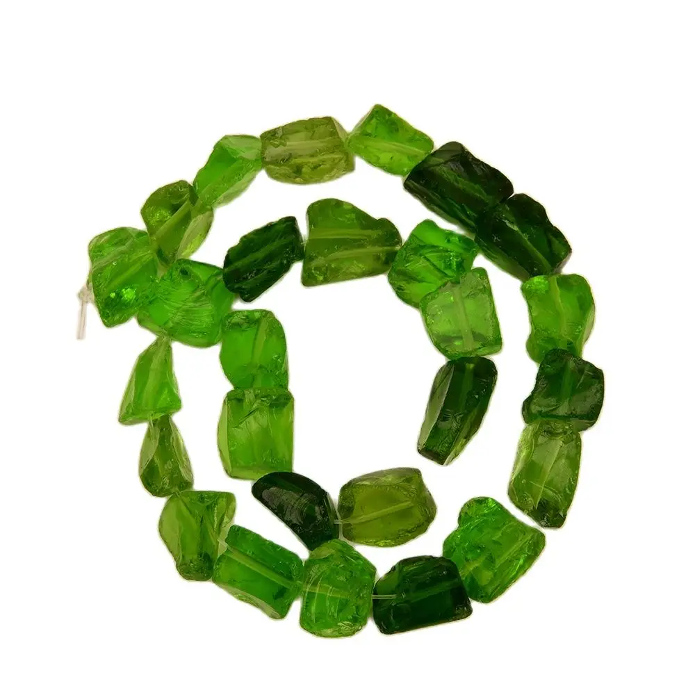 

APDGG Natural Green Glass Quartz Rough Square Nugget Loose Beads 15.5" Jewelry Making DIY