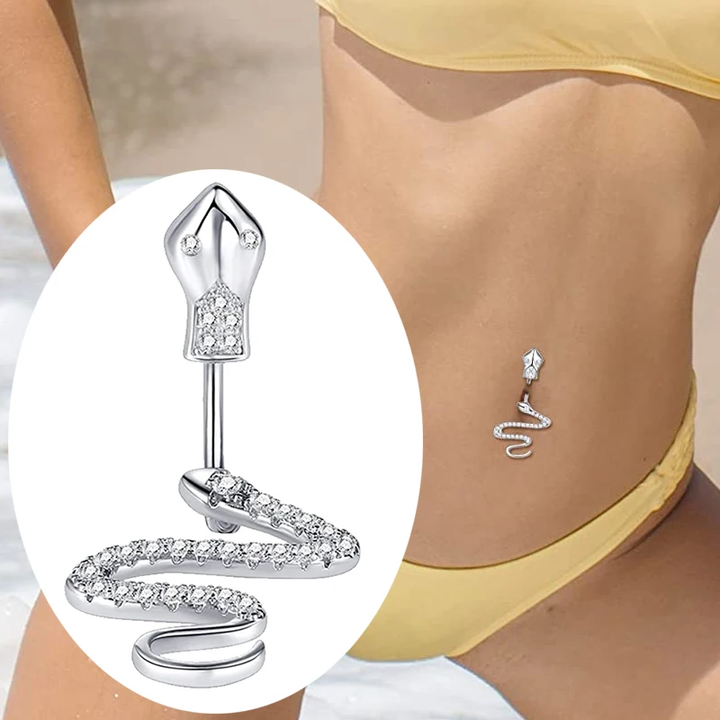 

1Pc Snake Fake Belly Button Ring Fake Belly Piercing Clip On Umbilical Navel Fake Pircing Faux Belly Cartilage Earring Clip