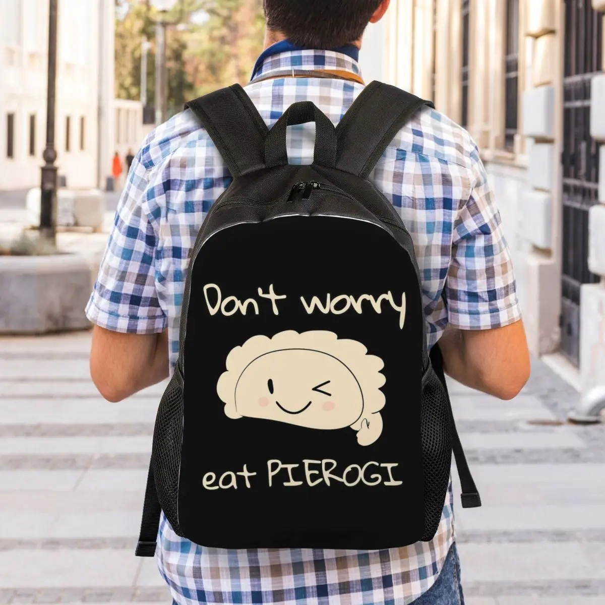 Рюкзак Don't Worry Eat PIEROGI, вместительный, для мальчиков и девочек, школьная сумка, сумка через плечо для мужчин и женщин (art.: 3920dbab3cf31) - 3920dbab3cf31