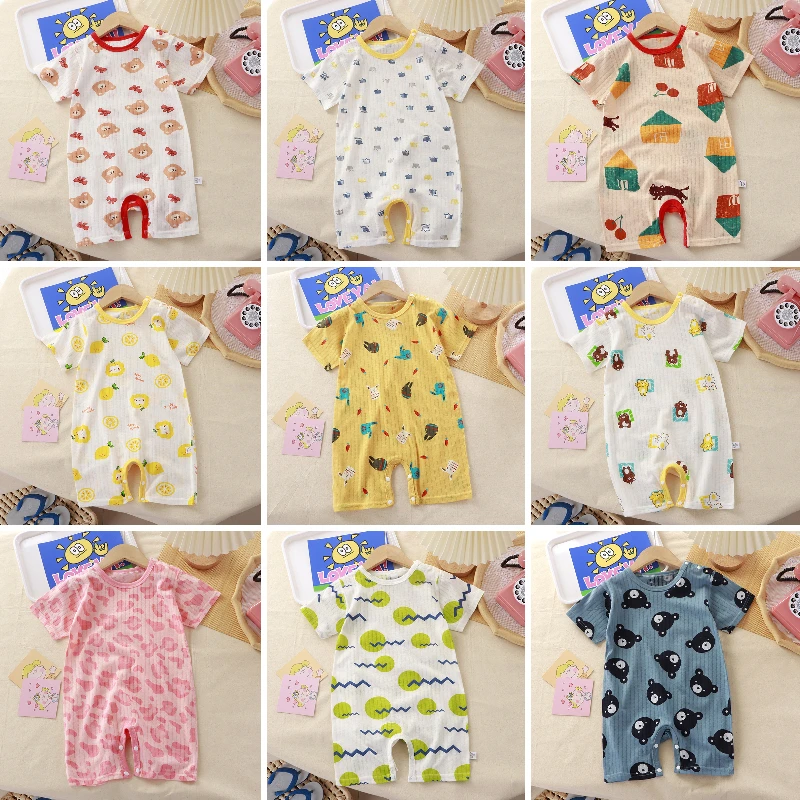 

Baby Rompers Summer New Style Baby Boy Girl Clothing Newborn Infant Cartoon Penguin Short Sleeve Clothes 0-24 Months