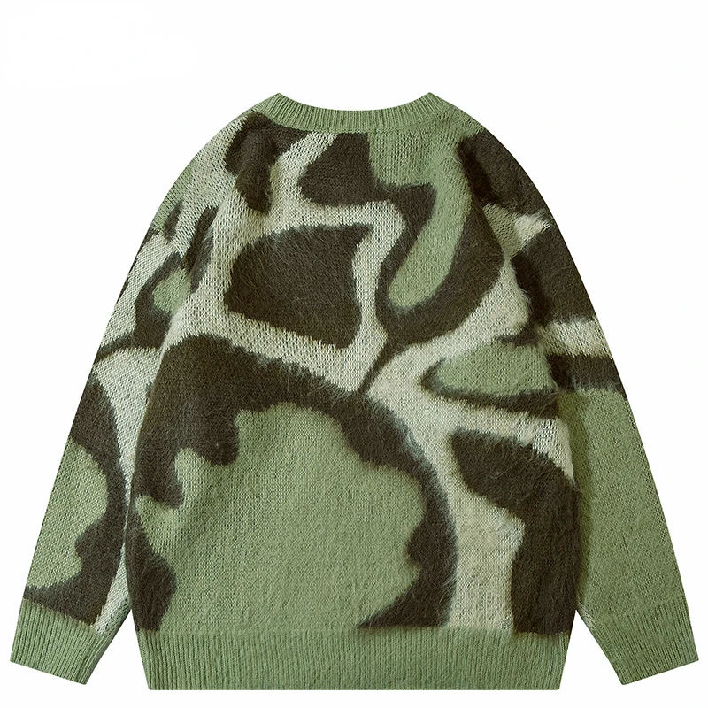 2023 New Men's Street Sweater Vintage Abstract Pattern Hip Hop Knitted Sweater Fashion Brand Pullover Casual Sweater Sweater