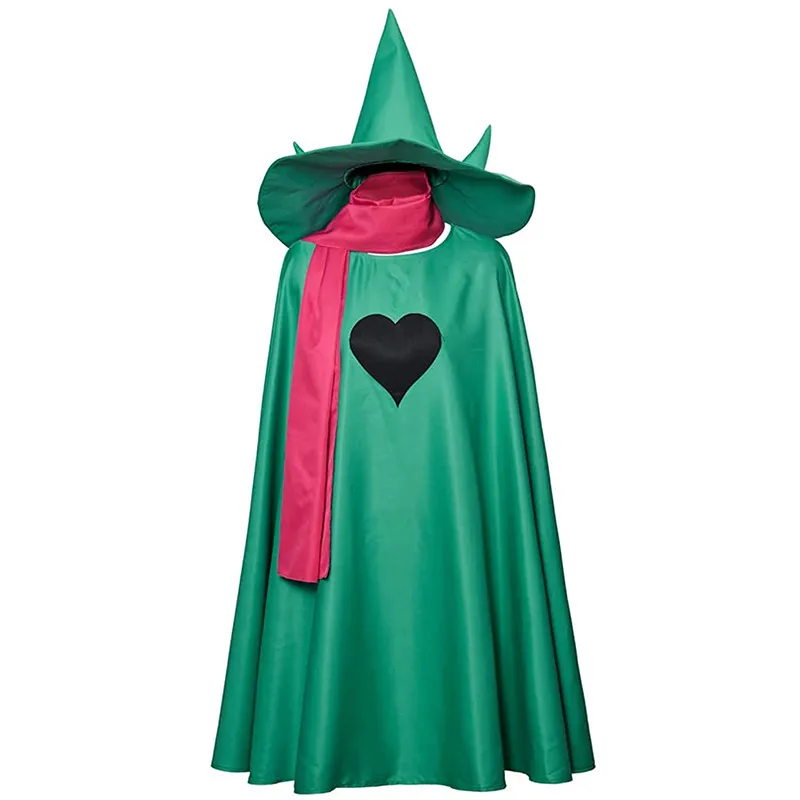 

Зеленая плащ Deltarune Ralsei, плащ волшебника, плащ, шапка, шарф, комплект для Хэллоуина, карнавальный костюм для взрослых