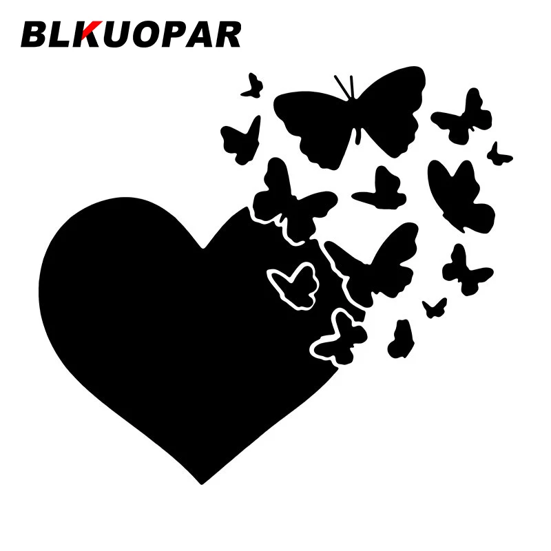 

Спортивные наклейки BLKUOPAR в виде сердца с бабочками, Юмористические автомобильные наклейки, интересное зеркало заднего вида для скейтборда, Солнцезащитная наклейка, автомобильные товары на колесах