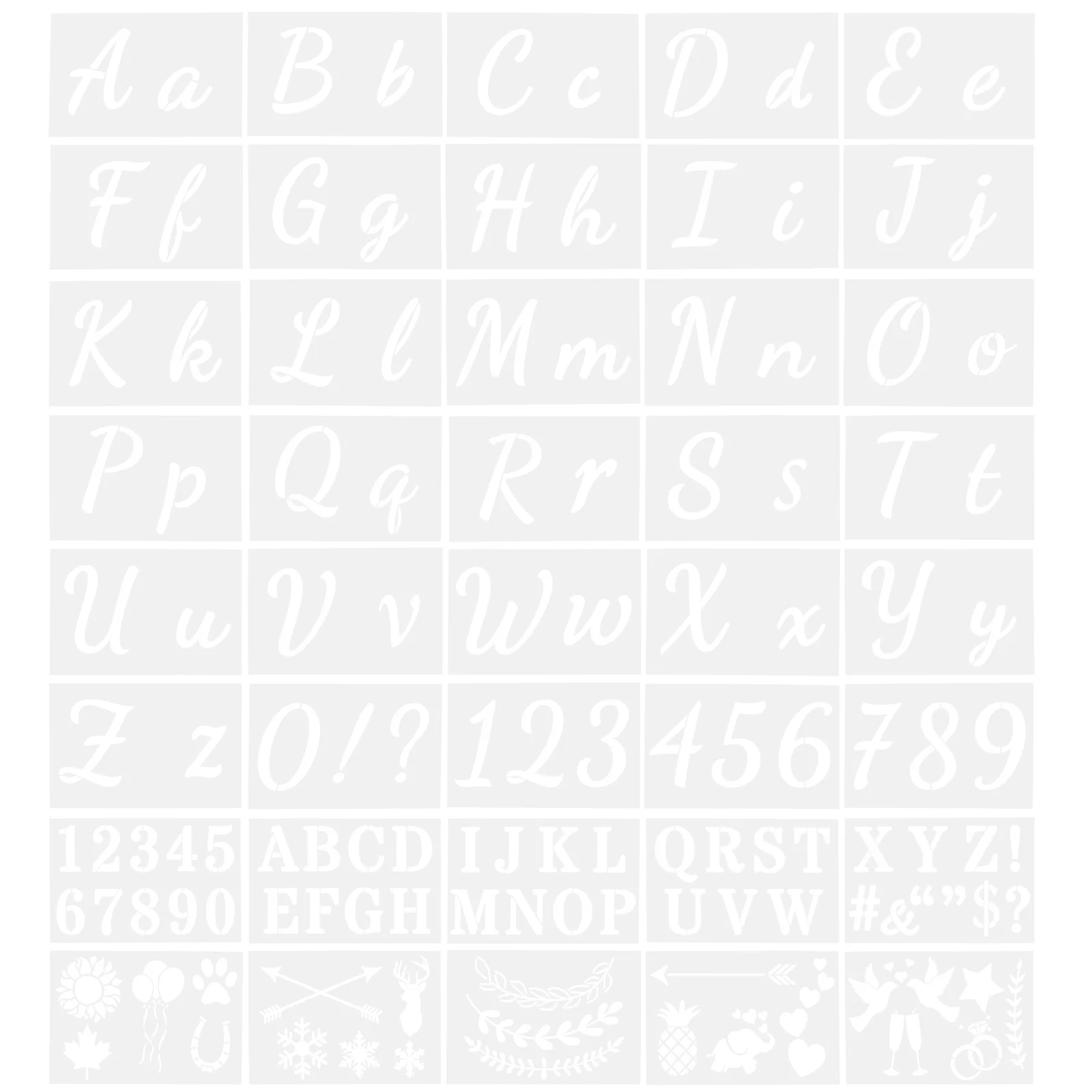 

40 Sheets Alphabet Painting Template Dies Board Decor Letter Molds Large Stencil Letters Multifunction Small Stencils