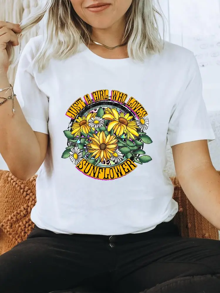 

Flower Trend Cute 90s Women Fashion Short Sleeve Female Tee Graphic T Shirt Top Casual Clothing Summer Print T-shirt