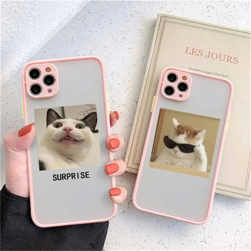 

Funny cute cat animal Phone Case matte transparent For iphone 11 12 13 7 8 plus mini x xs xr pro max cover