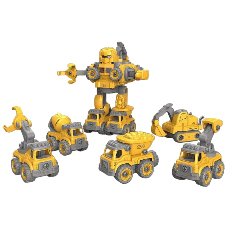 

5-in-1 Children's Assembled Diamond Robot DIY Deformation Engineering Vehicle Disassembly and Assembly Model Set