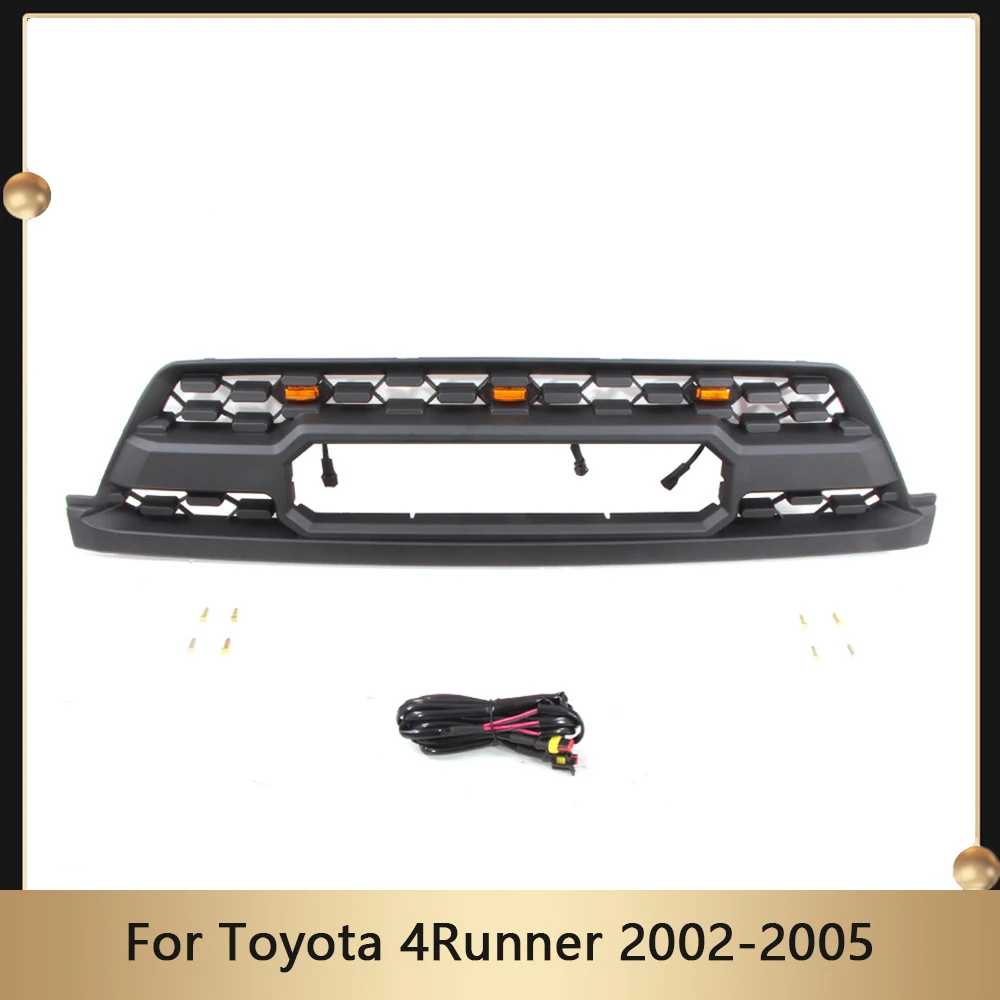 

Car Front TRD Pro Mesh Grille For Toyota 4Runner 2002-2005 4th Gen With Raptor Lights W/Letters Combo Replacement Front Grill