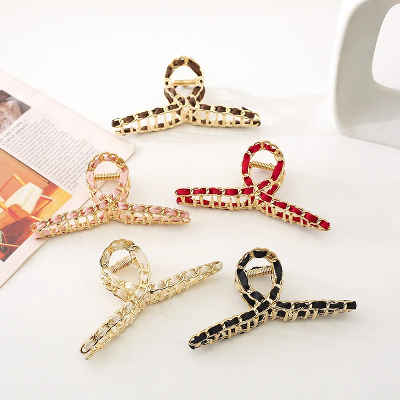 

Шпилька для волос в корейском ретро-стиле, простой металлический зажим в виде хвоста, сетчатая красная крупная Шпилька, головной убор с зажи...