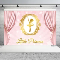 pink princess birthday party banner added photos golden custom name photo background vinyl backdrop for children baby shower