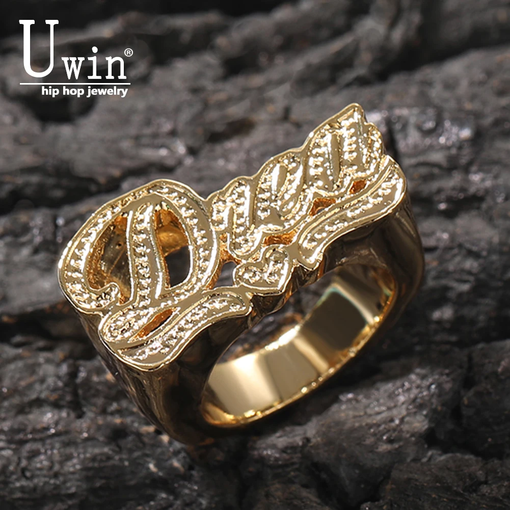 Uwin Custom Name Ring Vintage Jewelry Accessories Personalized 3D Embossed Ring Matching Couple Stuff