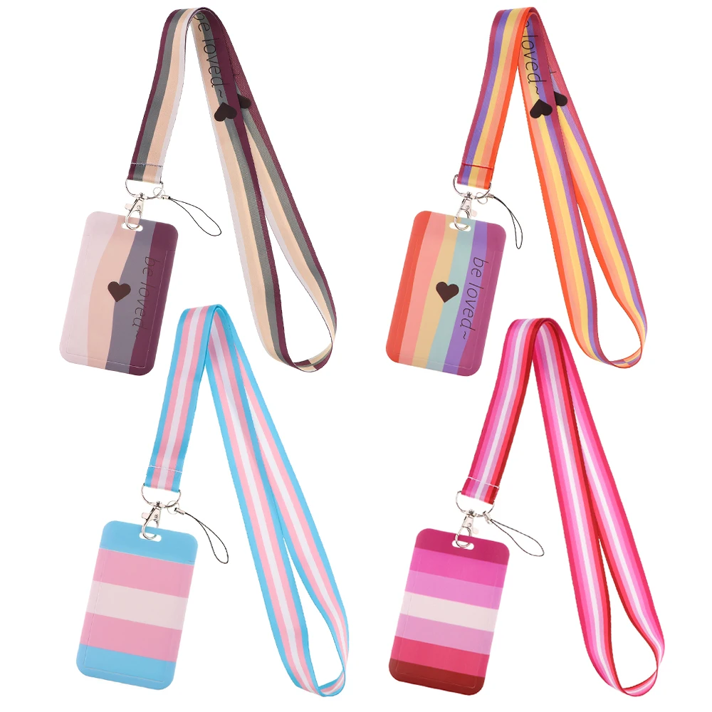 YQ1122 Радужный брелок для ключей с любовным сердцем шнурок ЛГБТ идентификационная