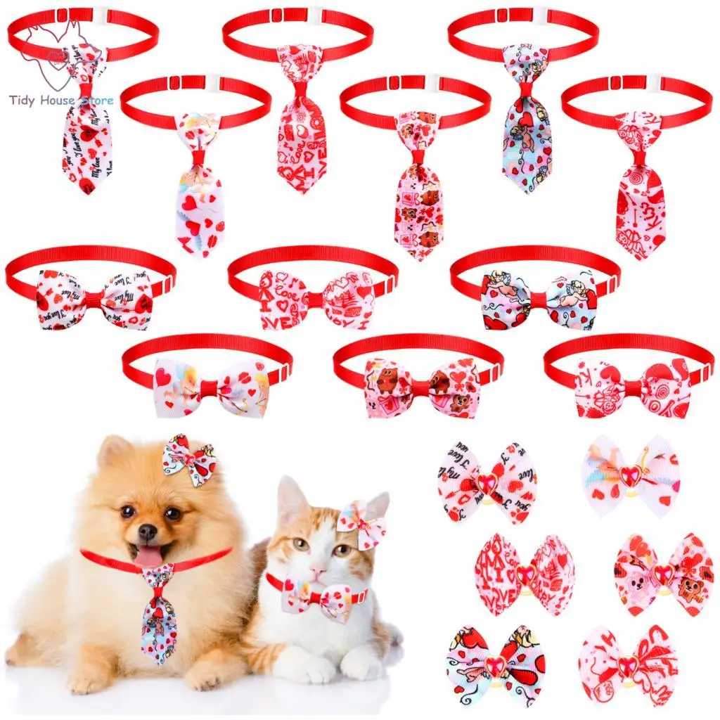 

18Pcs/Pack Valentines Dog & Cat Bow Ties Pet Costume Accessory Set Assorted Dog Ties Puppy Bow Tie Pet Accessories