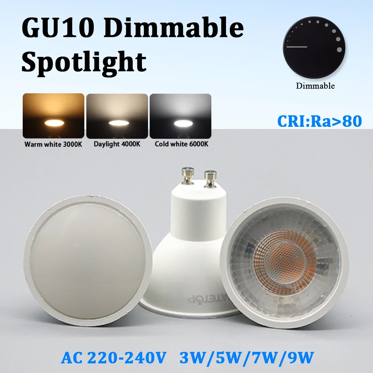 1-20pcs GU10 LED Bulb Dimmable 3W 5W 9W 50W Halogen Replacement 220V 120 38 Degree Spotlight Warm White for Kitchen Range Hood