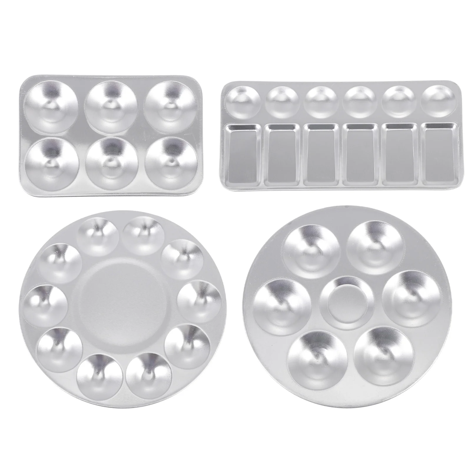 

4Pcs Portable Paint Tray Round Gouache Color Tray Rectangular Pigment Plates