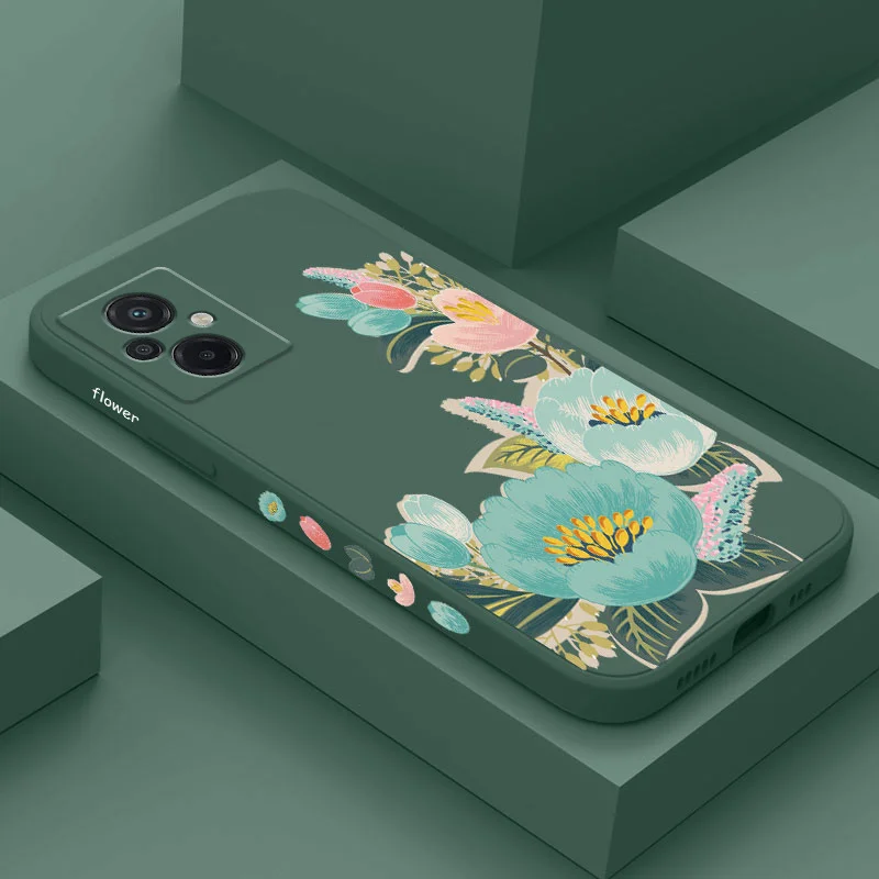 

Green Leaf Flower Phone Case For Xiaomi Poco M5 M5S X5 F4 X4 M4 F3 X3 M3 F2 X2 Pro C40 4G 5G GT Liquid Silicone Cover